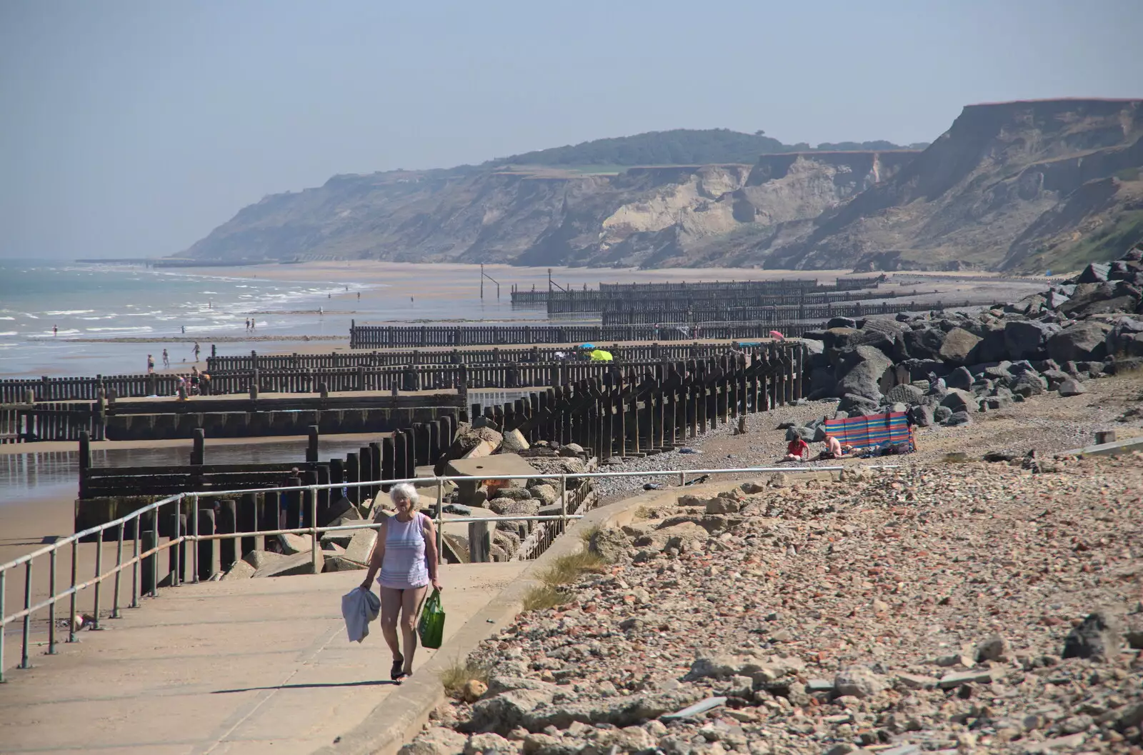 A view along Overstrand beach, from Camping at Forest Park, Cromer, Norfolk - 12th August 2022