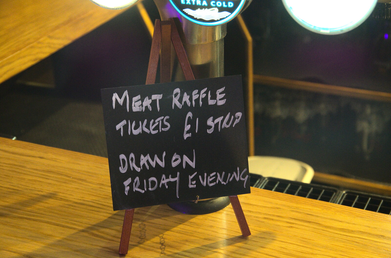 A mini sign advertising the next Meat Raffle from Camping at Forest Park, Cromer, Norfolk - 12th August 2022