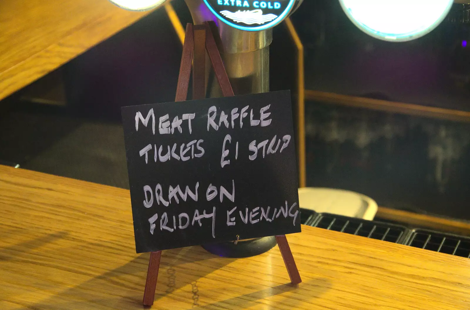 A mini sign advertising the next Meat Raffle, from Camping at Forest Park, Cromer, Norfolk - 12th August 2022