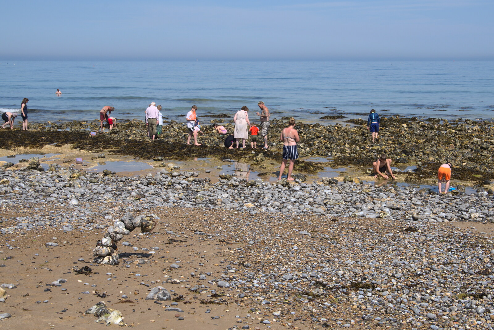 Fred explores rock pools at West Runton from Camping at Forest Park, Cromer, Norfolk - 12th August 2022
