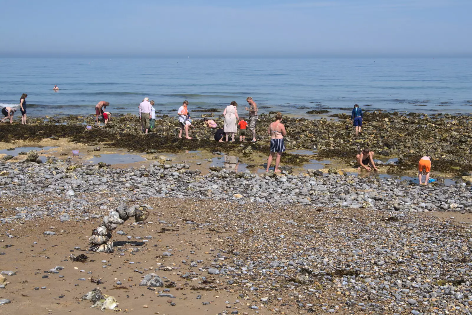 Fred explores rock pools at West Runton, from Camping at Forest Park, Cromer, Norfolk - 12th August 2022