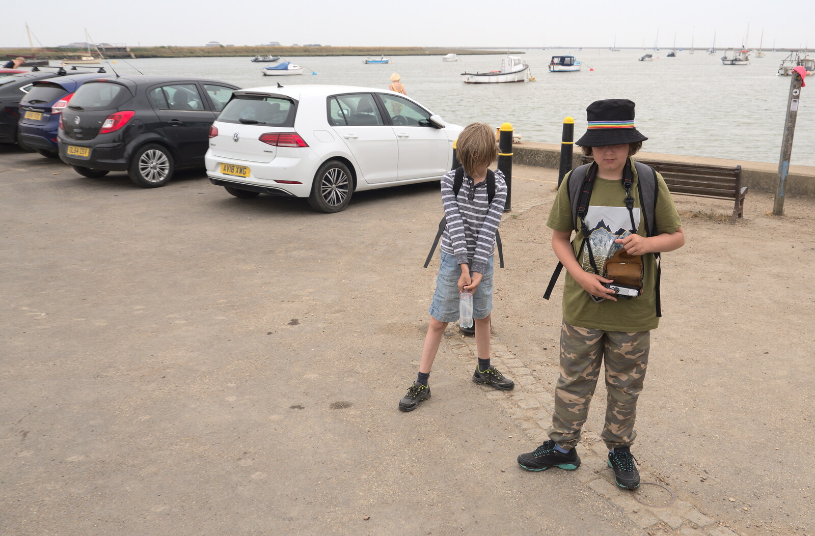 Harry and Fred on the quay at Orford from A Trip to Orford Ness, Orford, Suffolk - 16th August 2022