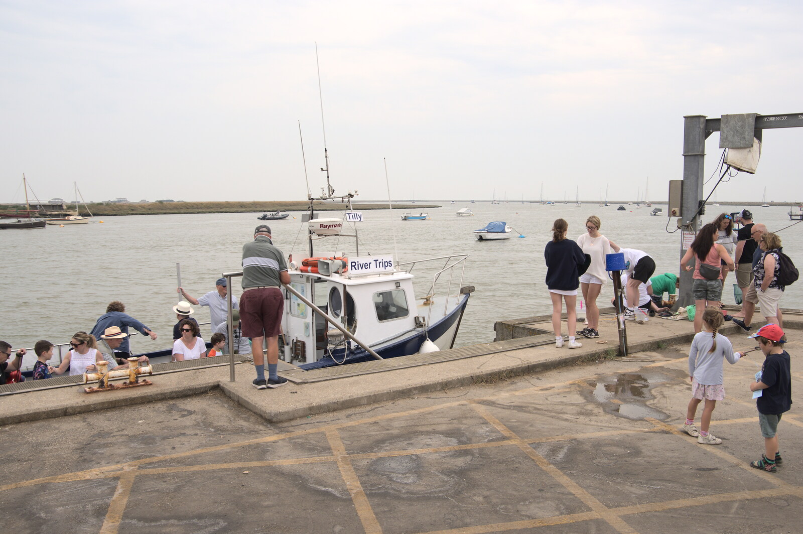 A river trip comes in from A Trip to Orford Ness, Orford, Suffolk - 16th August 2022