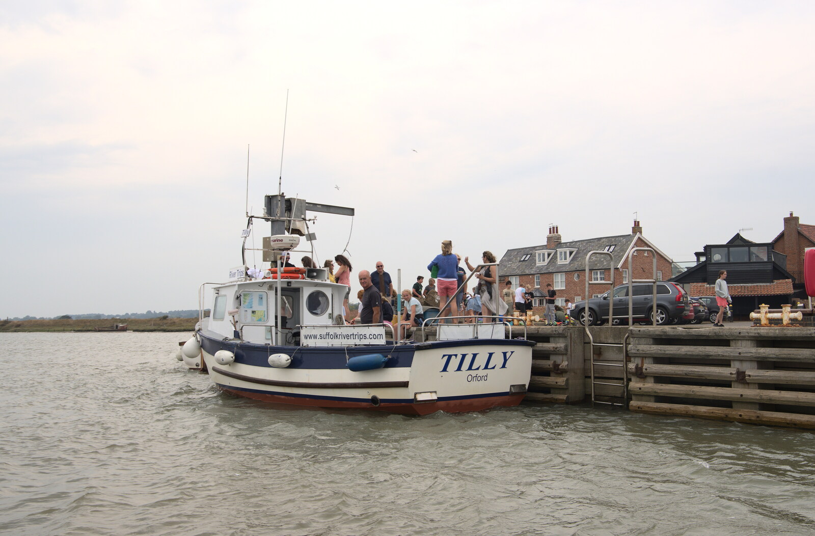 The river boat Tilly is moored up after a trip from A Trip to Orford Ness, Orford, Suffolk - 16th August 2022