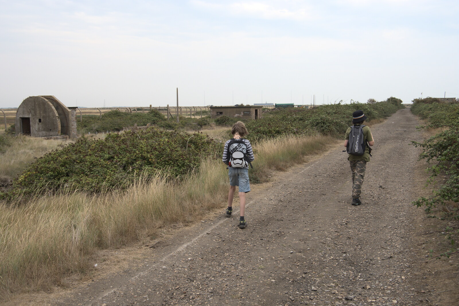 The boys roam the red route from A Trip to Orford Ness, Orford, Suffolk - 16th August 2022