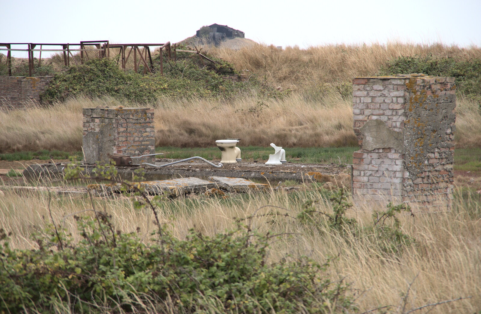 A toilet sits in the remains of an old building from A Trip to Orford Ness, Orford, Suffolk - 16th August 2022