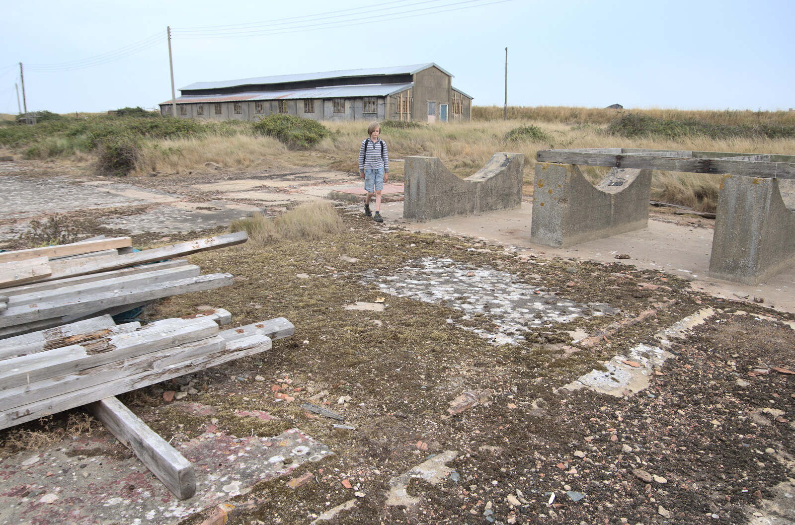 Harry roams around the post-apocolyptic landscape from A Trip to Orford Ness, Orford, Suffolk - 16th August 2022