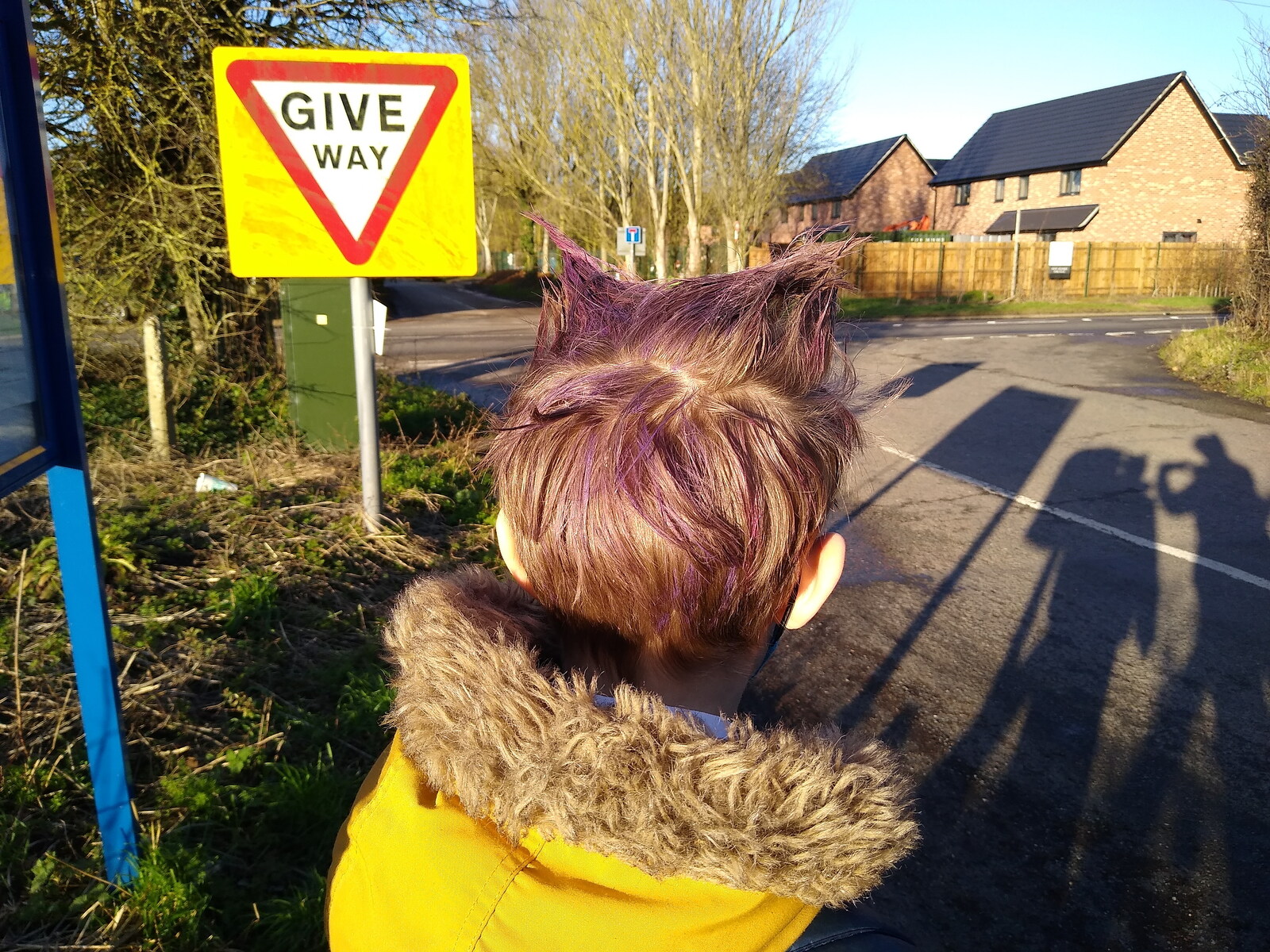 Harry's got mad hair as we wait for the school bus from Art at The Bank, Eye, Suffolk - 17th August 2022