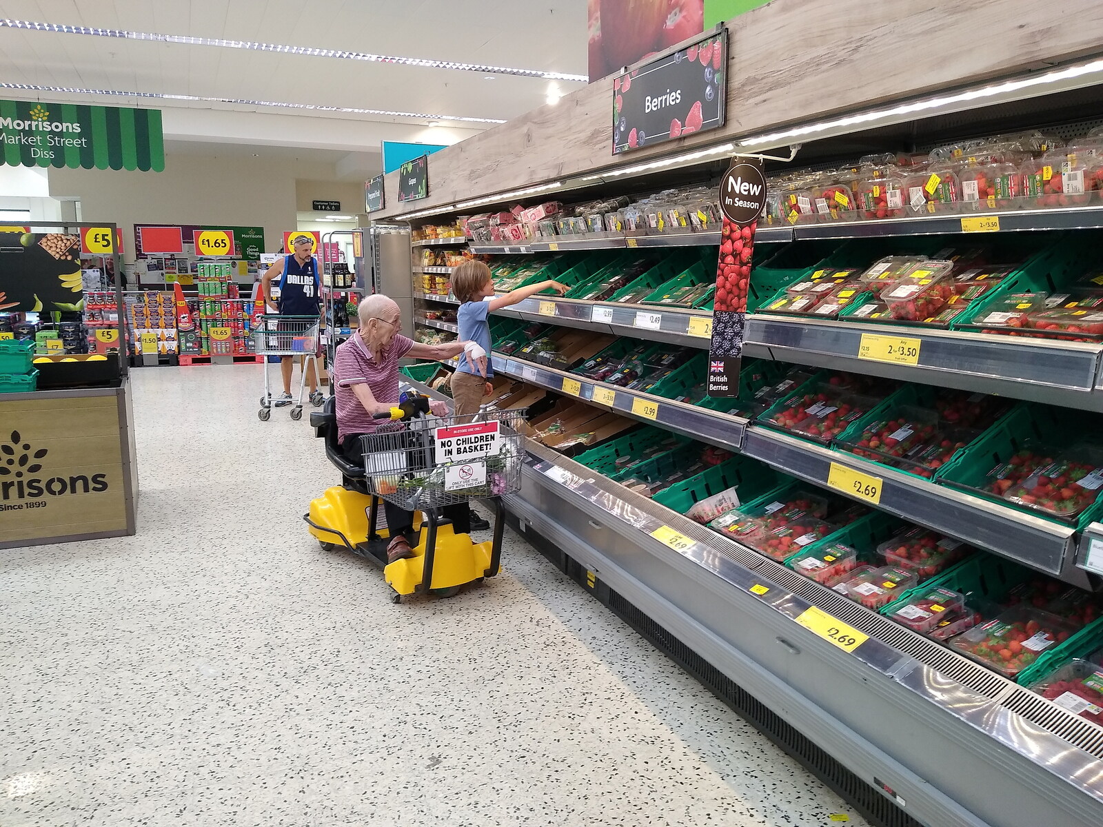 Harry helps Grandad with his shopping in Morrisons from Art at The Bank, Eye, Suffolk - 17th August 2022