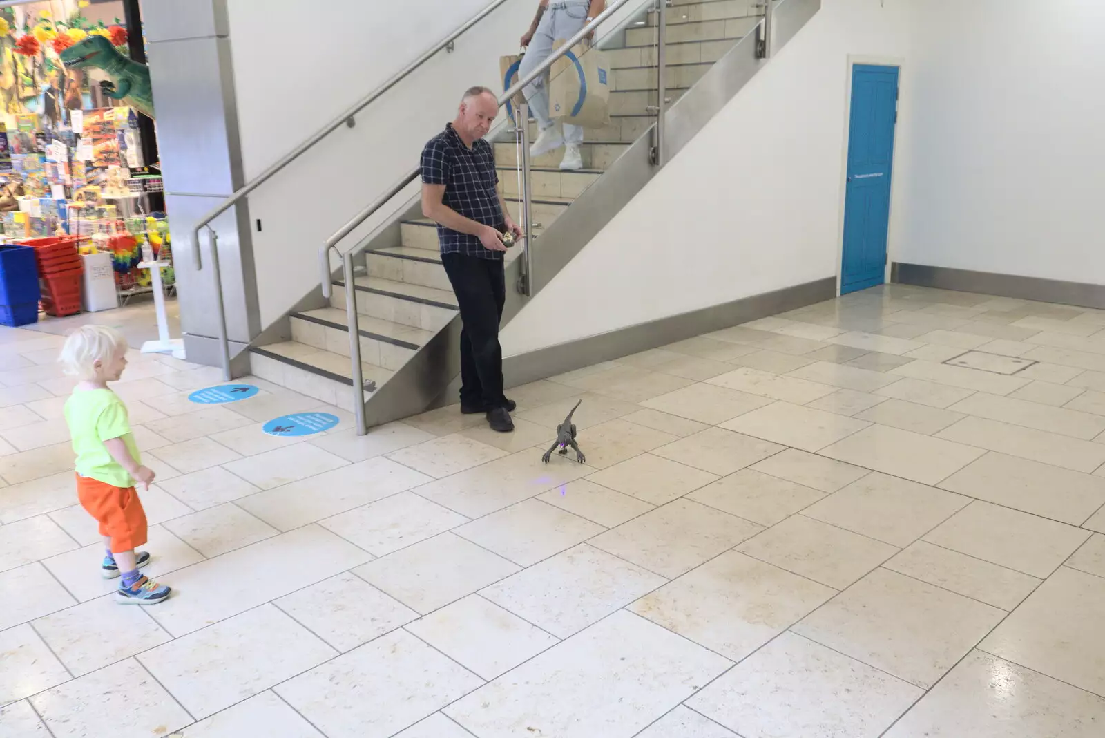 A Langley's employee drives a dinosaur around, from A Norwich Trip, and Rob Folkard and Jo at The Bank, Eye, Suffolk - 20th August 2022