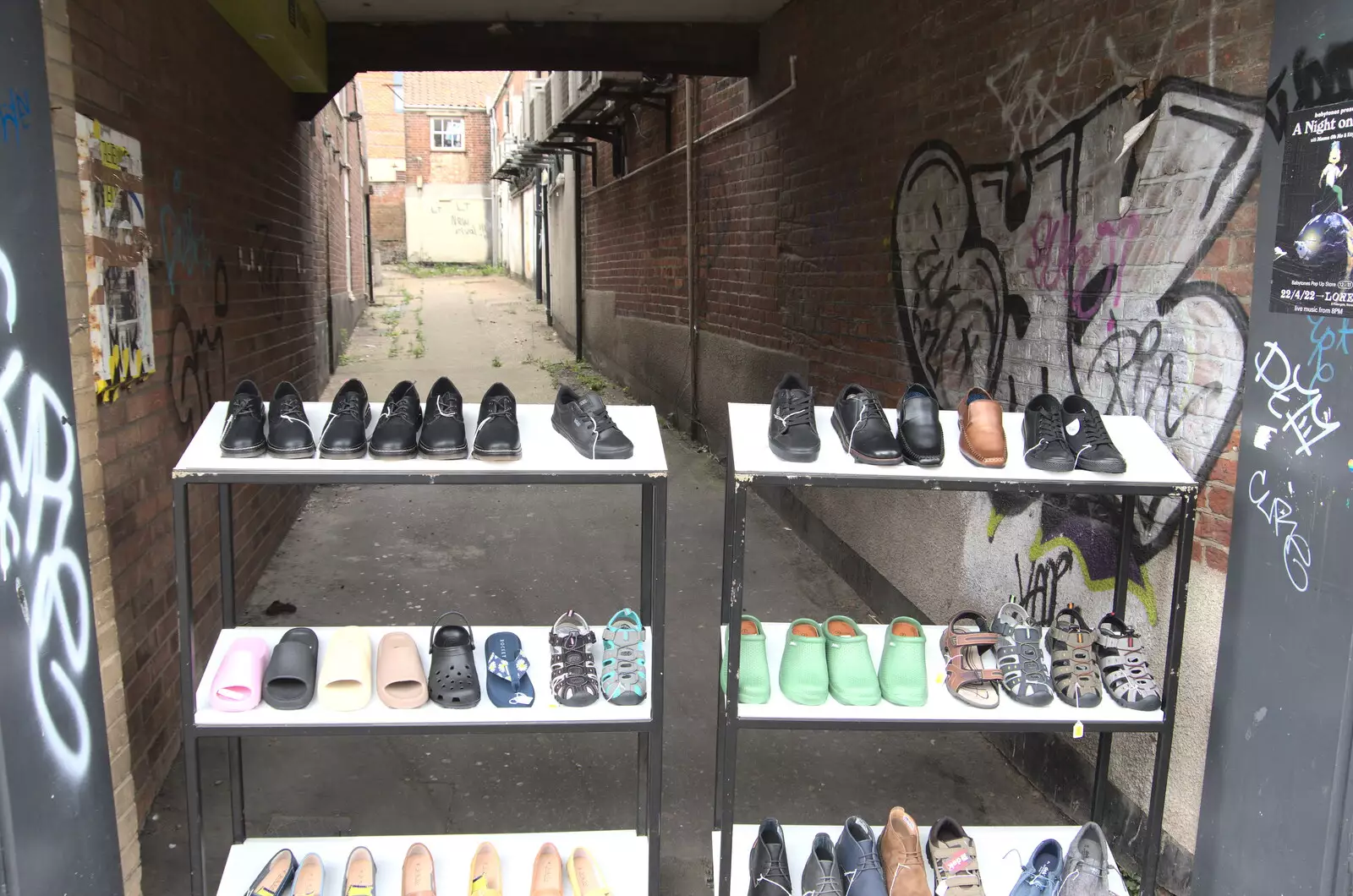 Shoes on a random back alley, from A Norwich Trip, and Rob Folkard and Jo at The Bank, Eye, Suffolk - 20th August 2022