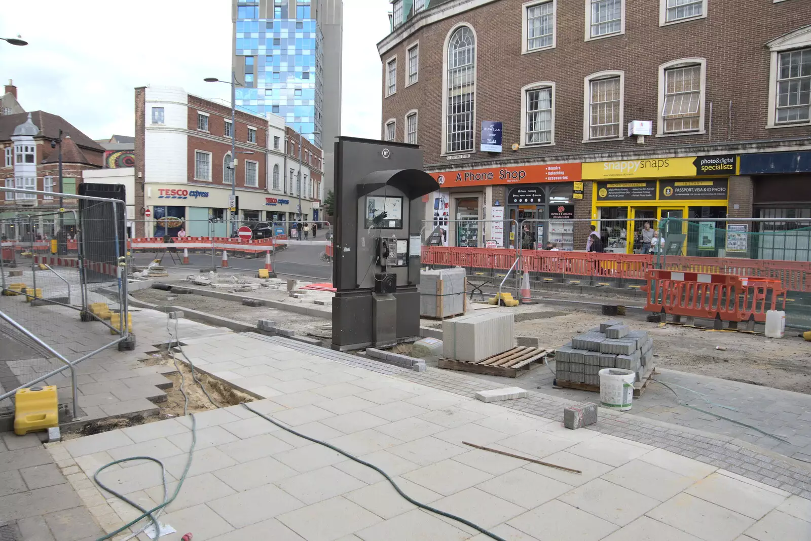 A solitary phone kiosk on St. Stephen's, from A Norwich Trip, and Rob Folkard and Jo at The Bank, Eye, Suffolk - 20th August 2022