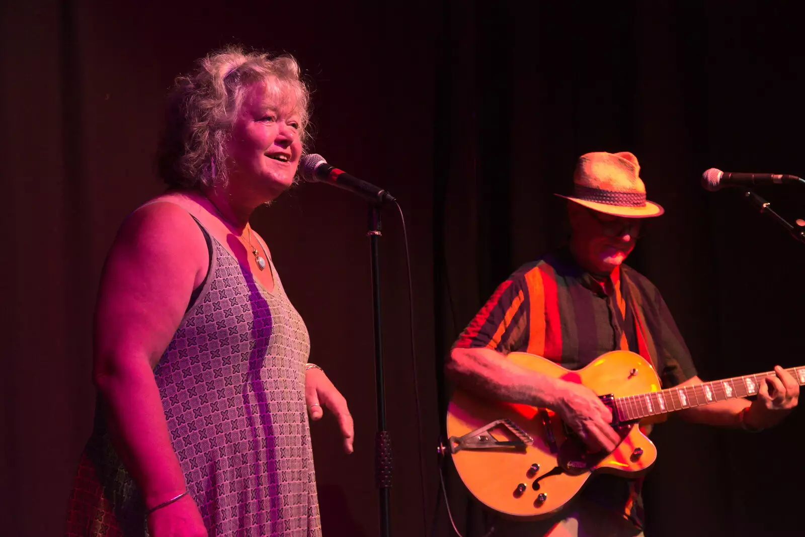 Jo Bowley on vocals, from A Norwich Trip, and Rob Folkard and Jo at The Bank, Eye, Suffolk - 20th August 2022