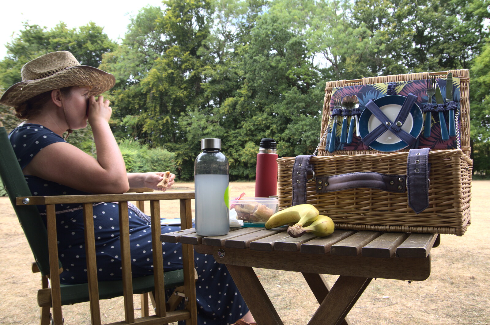 We stop for a picnic on some parched grass from Anglesey Abbey and a #StandWithUkraine Demo, Cambridge - 24th August 2022