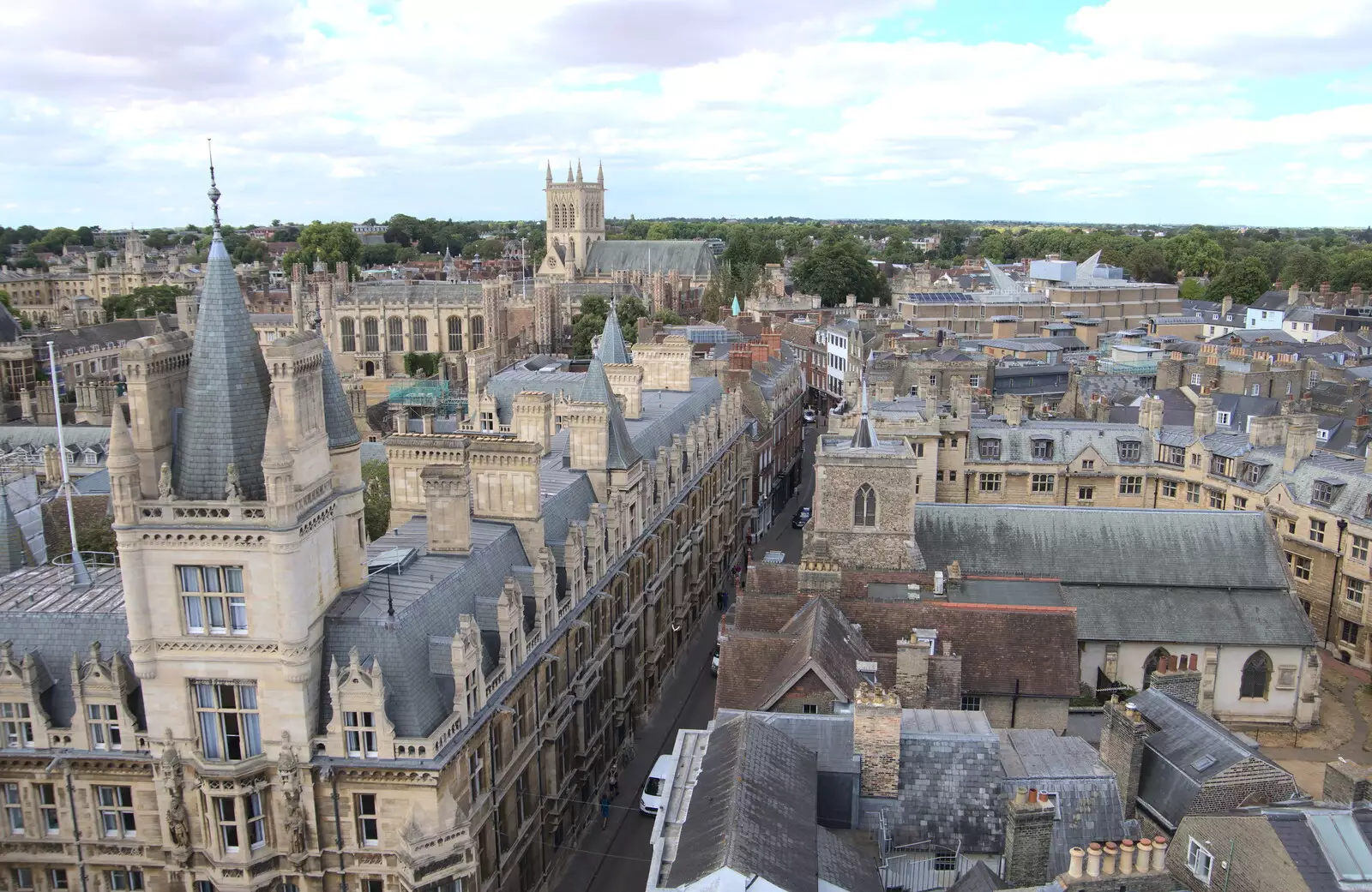 Looking down towards Trinity Street, from Anglesey Abbey and a #StandWithUkraine Demo, Cambridge - 24th August 2022