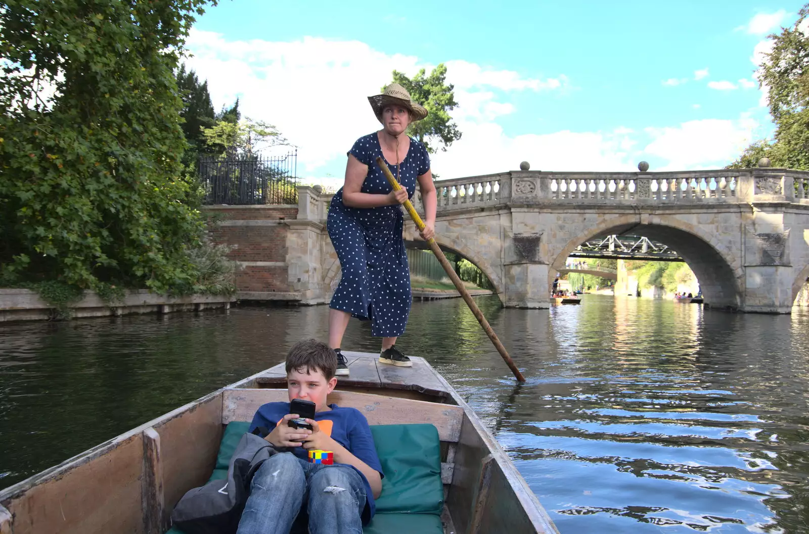 Isobel does a spot of punting, from Anglesey Abbey and a #StandWithUkraine Demo, Cambridge - 24th August 2022