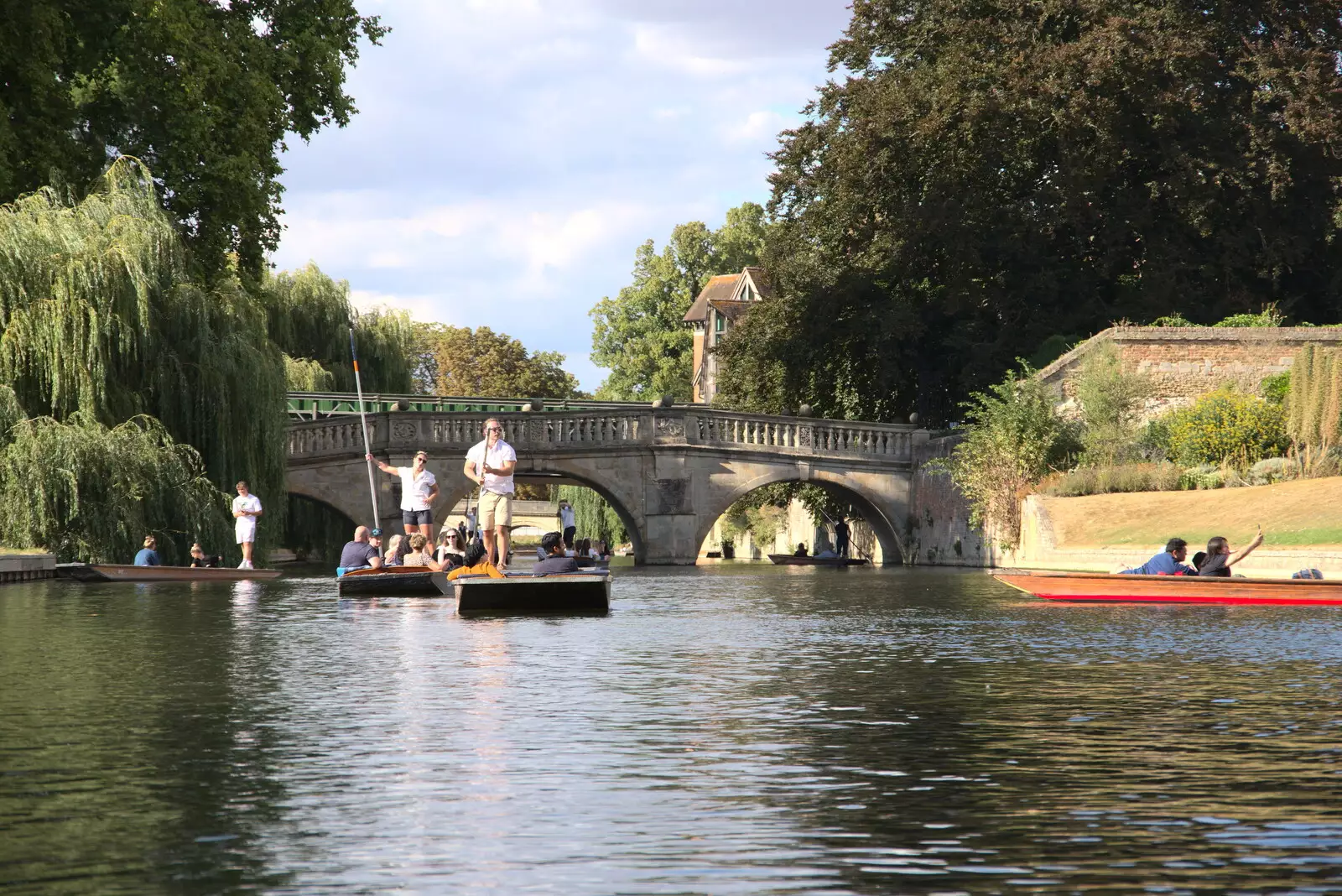 There are plenty of punts on the river, from Anglesey Abbey and a #StandWithUkraine Demo, Cambridge - 24th August 2022