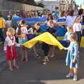 There's a small child under a flag, Anglesey Abbey and a #StandWithUkraine Demo, Cambridge - 24th August 2022