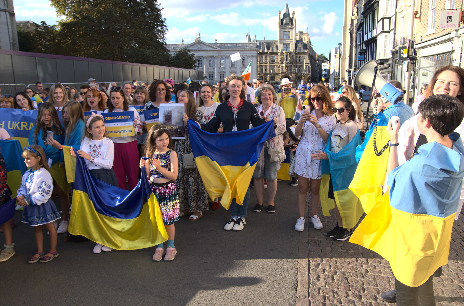 Lots of flags wave around from Anglesey Abbey and a #StandWithUkraine Demo, Cambridge - 24th August 2022