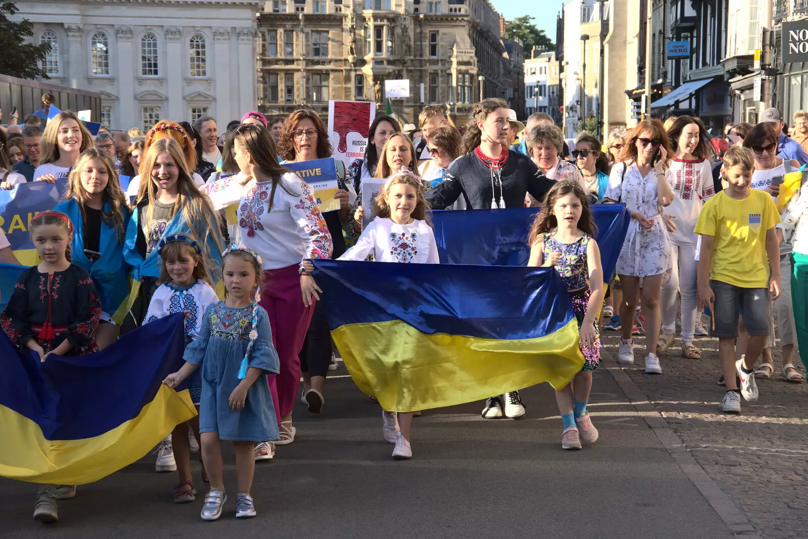 The march sets off, from Anglesey Abbey and a #StandWithUkraine Demo, Cambridge - 24th August 2022