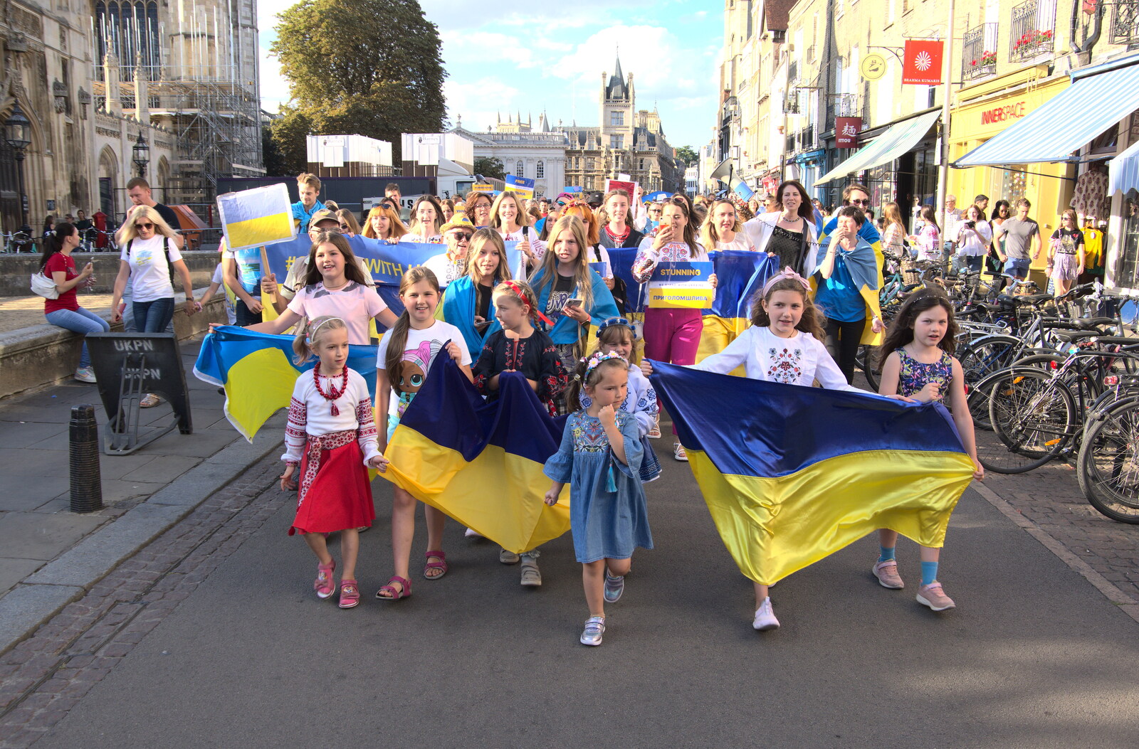 The march is in full swing from Anglesey Abbey and a #StandWithUkraine Demo, Cambridge - 24th August 2022