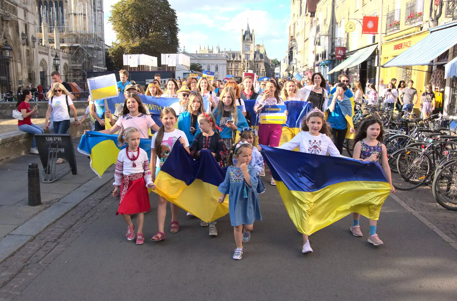 The march is in full swing, from Anglesey Abbey and a #StandWithUkraine Demo, Cambridge - 24th August 2022