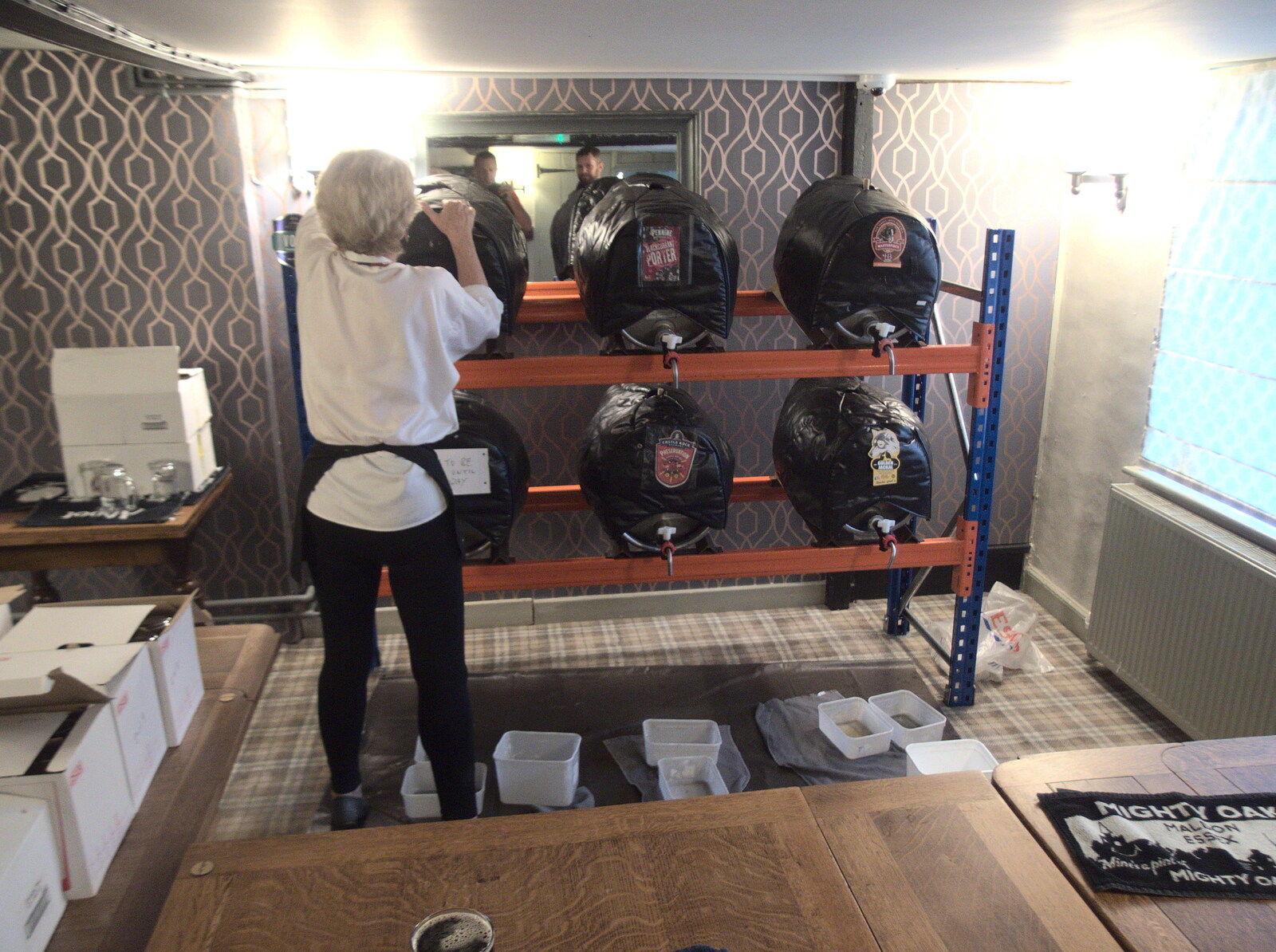 The BSCC at the Cross Keys, Redgrave, Suffolk - 25th August 2022: Six barrels of beer at the Redgrave Cross Keys