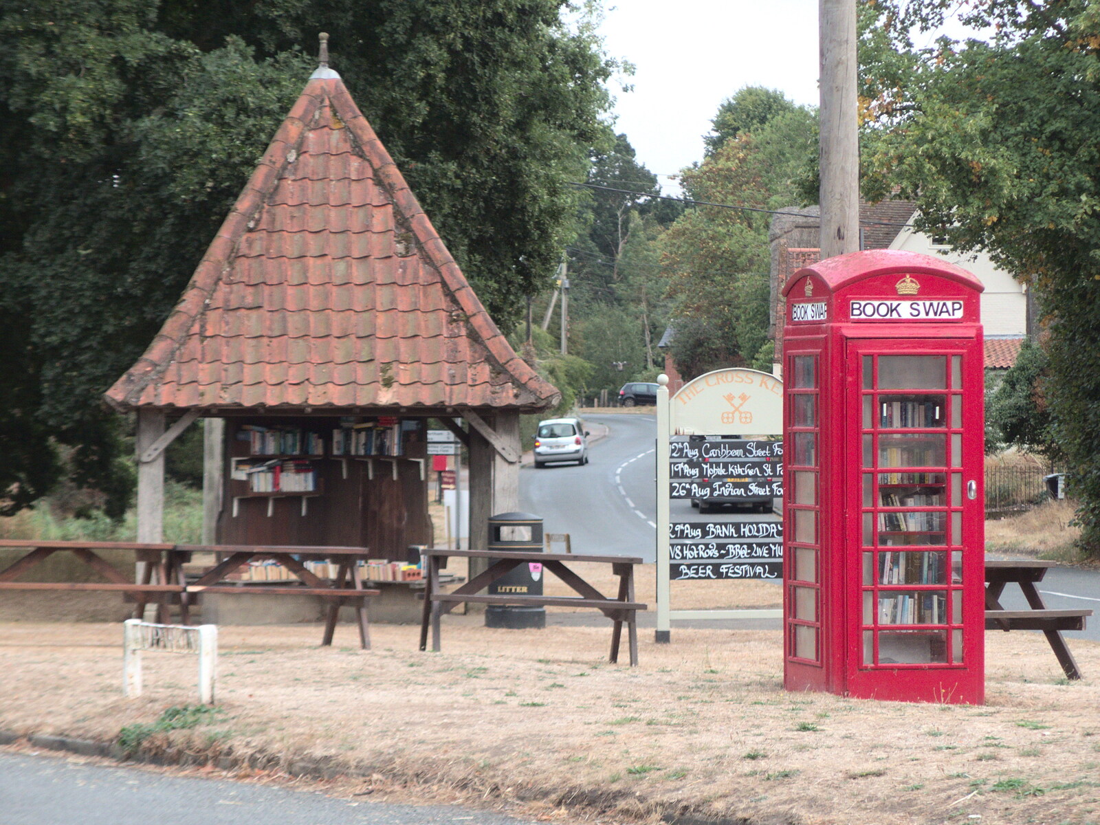 The BSCC at the Cross Keys, Redgrave, Suffolk - 25th August 2022: Book Swap on the village green at Redgrave