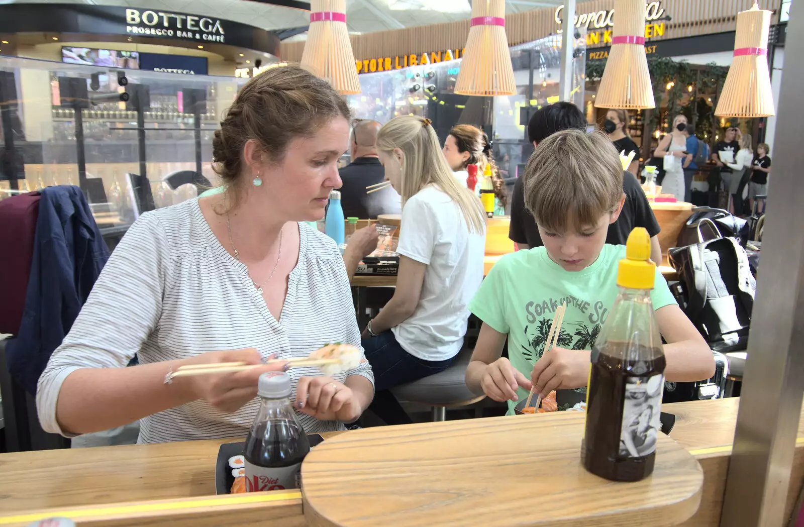 Isobel and Harry do sushi, from The Flags of Arezzo, Tuscany, Italy - 28th August 2022