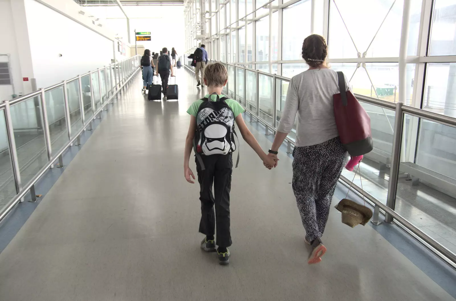 We walk to the departure gate, from The Flags of Arezzo, Tuscany, Italy - 28th August 2022