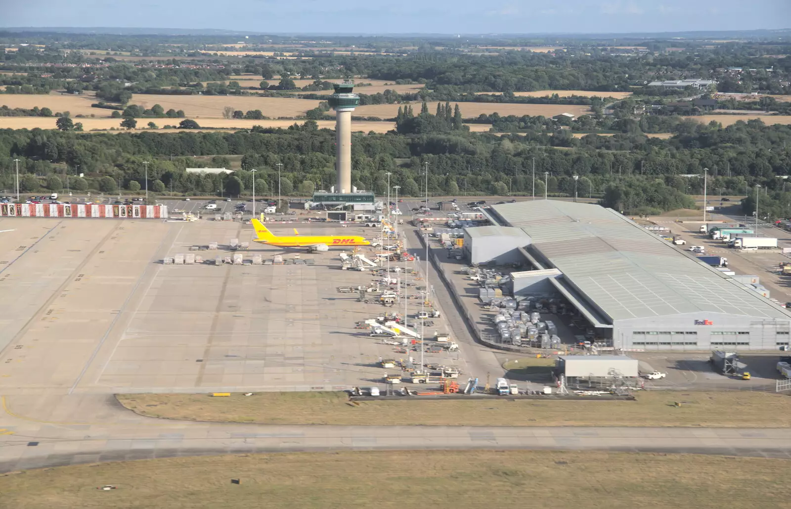 The control tower and freight terminal, from The Flags of Arezzo, Tuscany, Italy - 28th August 2022