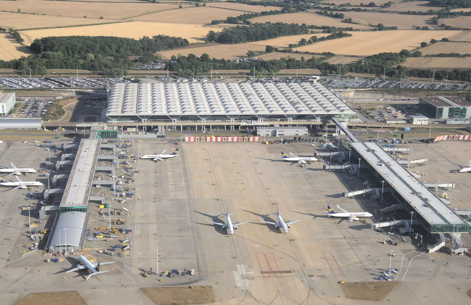 The Norman Foster terminal from the air, from The Flags of Arezzo, Tuscany, Italy - 28th August 2022