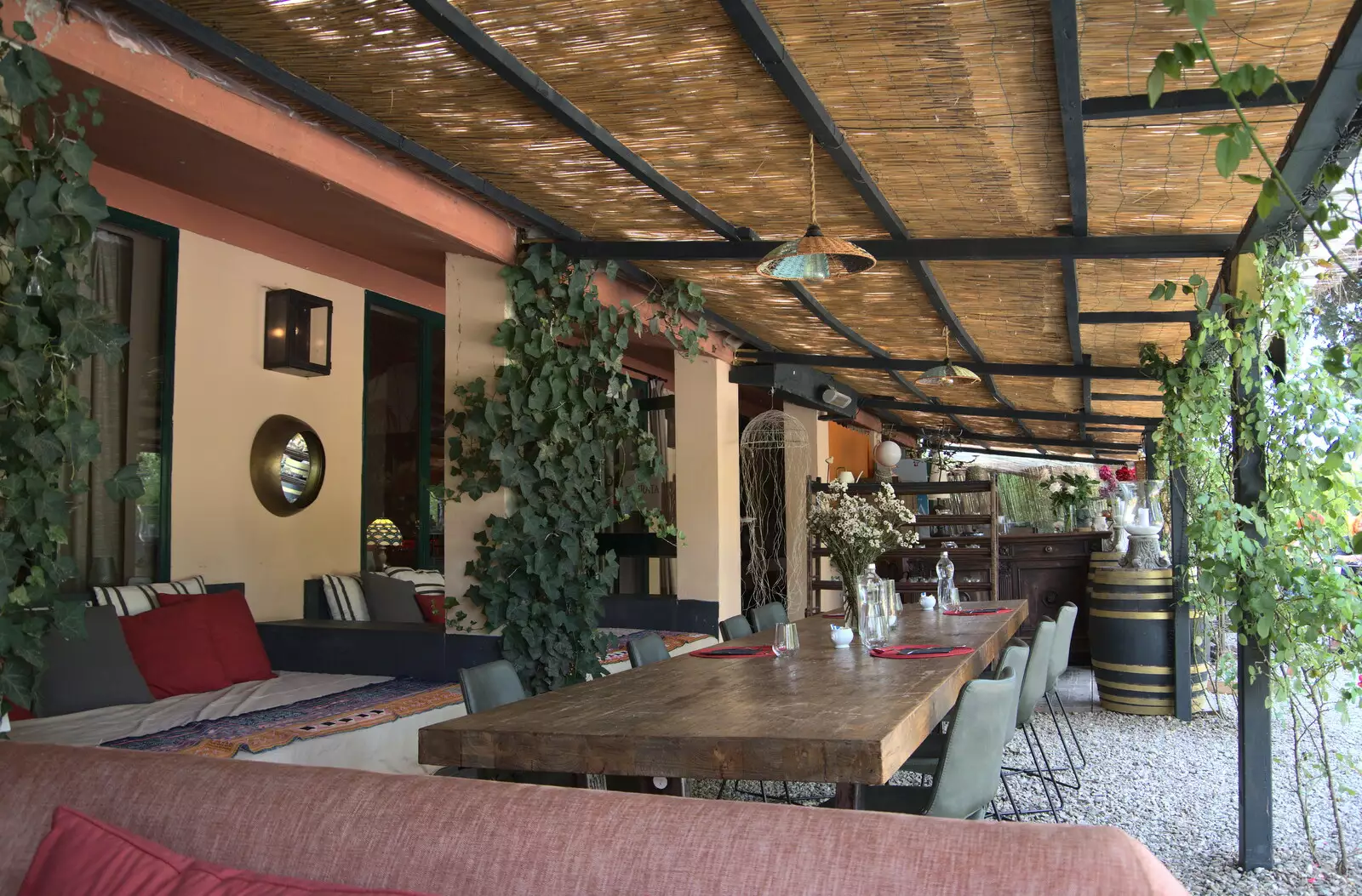 Outside seating under a canopy, from The Flags of Arezzo, Tuscany, Italy - 28th August 2022