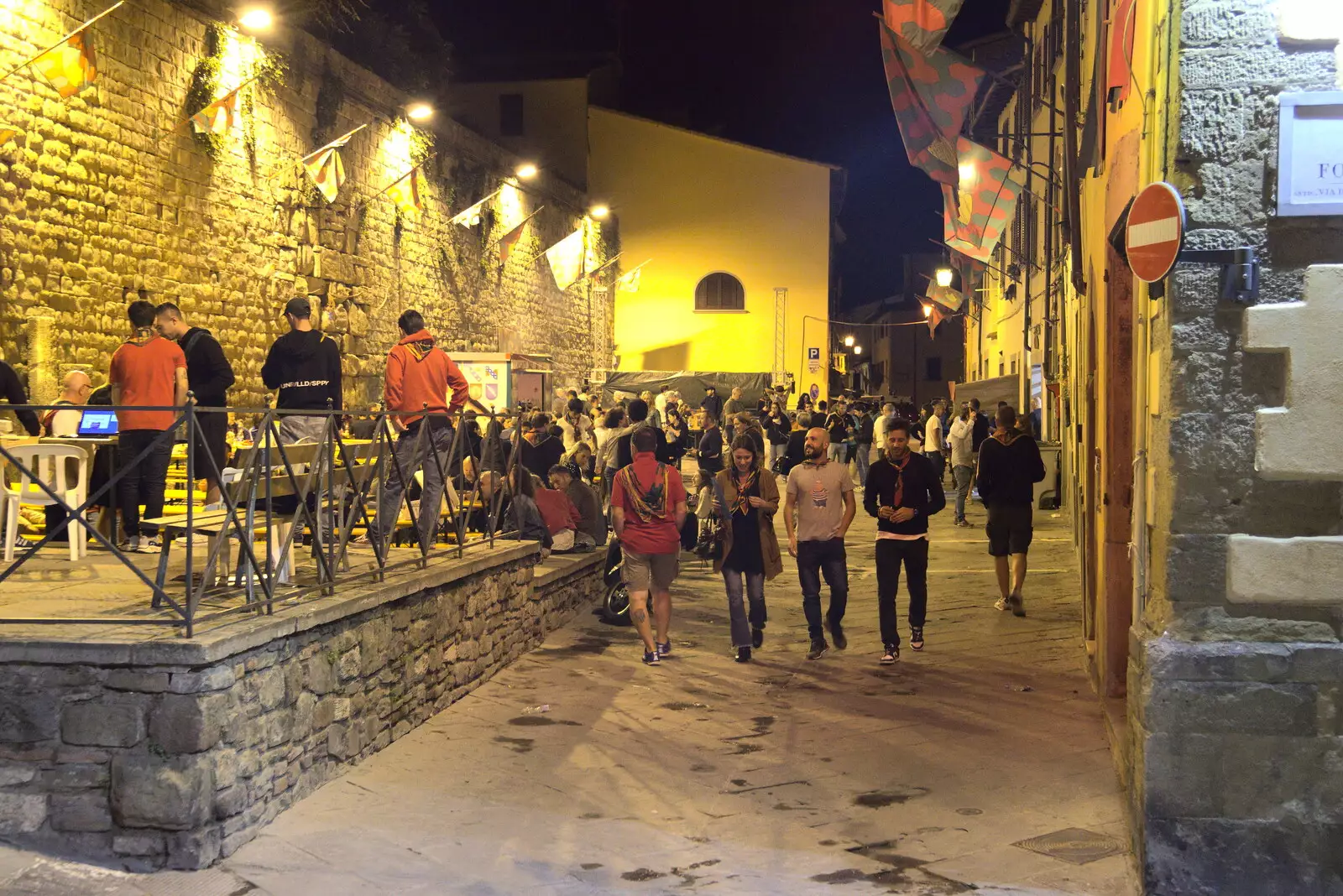 It's busy on Via Colcitrone, from The Flags of Arezzo, Tuscany, Italy - 28th August 2022