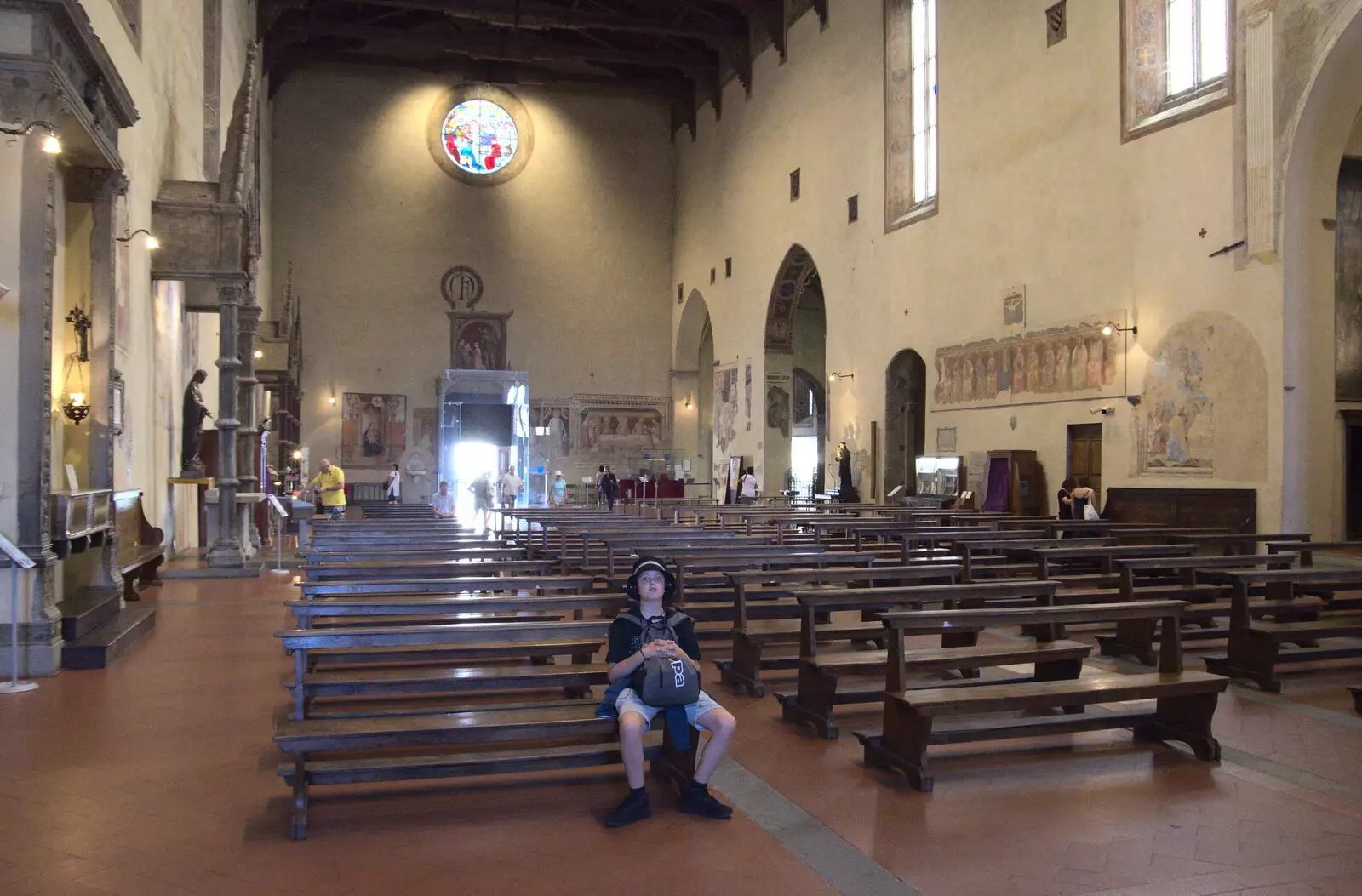 Fred's a bit Meh because we're in a church again, from The Flags of Arezzo, Tuscany, Italy - 28th August 2022