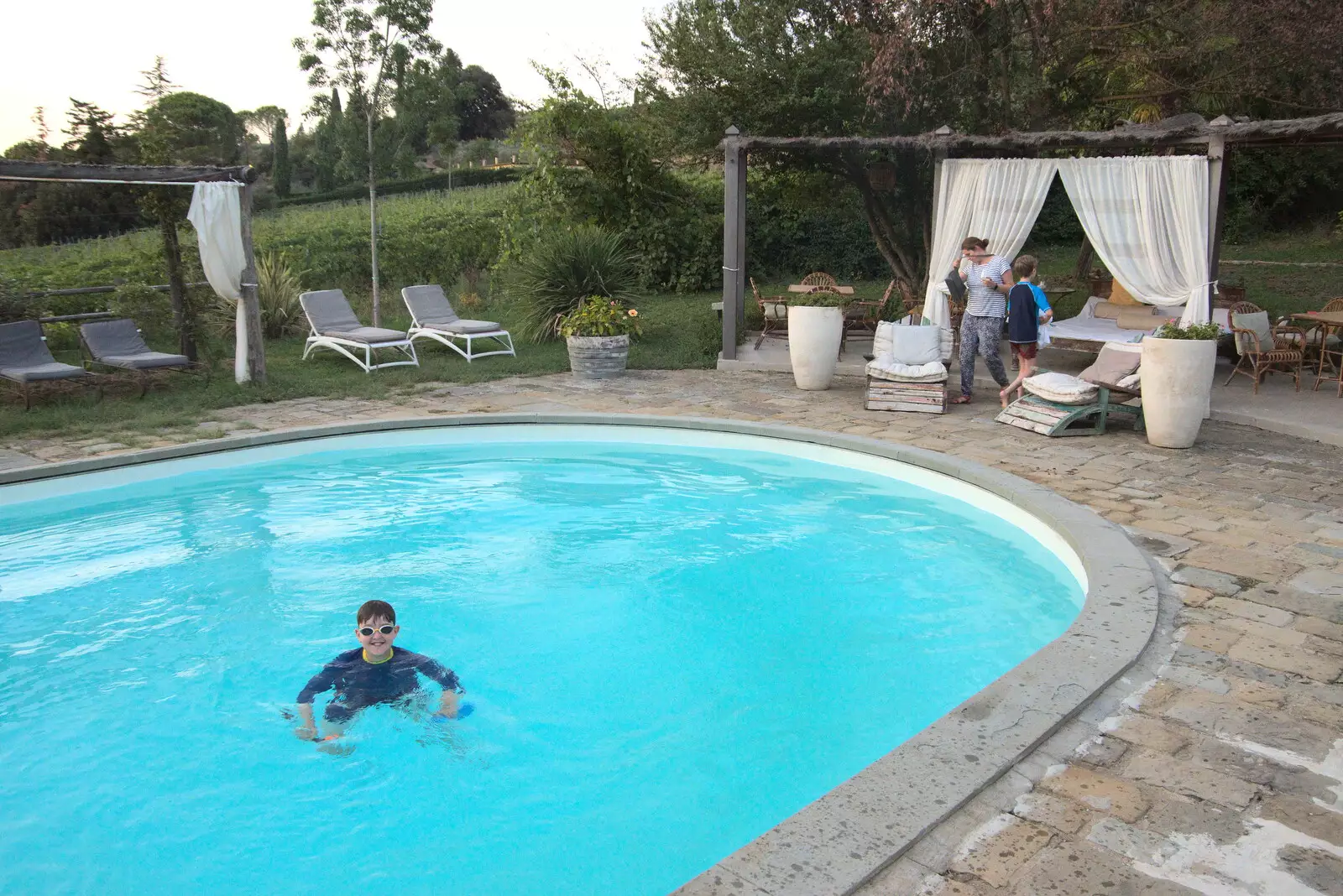 Fred's in the pool again, from The Flags of Arezzo, Tuscany, Italy - 28th August 2022