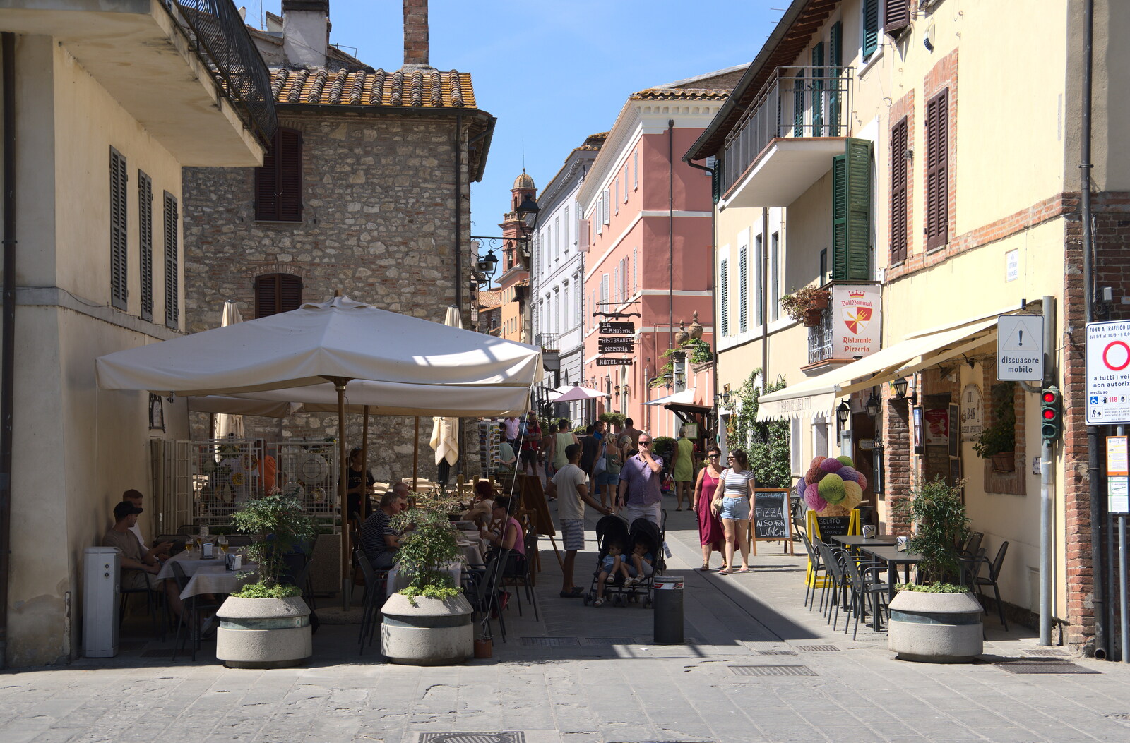 Castiglio Del Lago and Santuario della Verna, Umbria and Tuscany, Italy - 1st September 2022: The main street through the old quarter