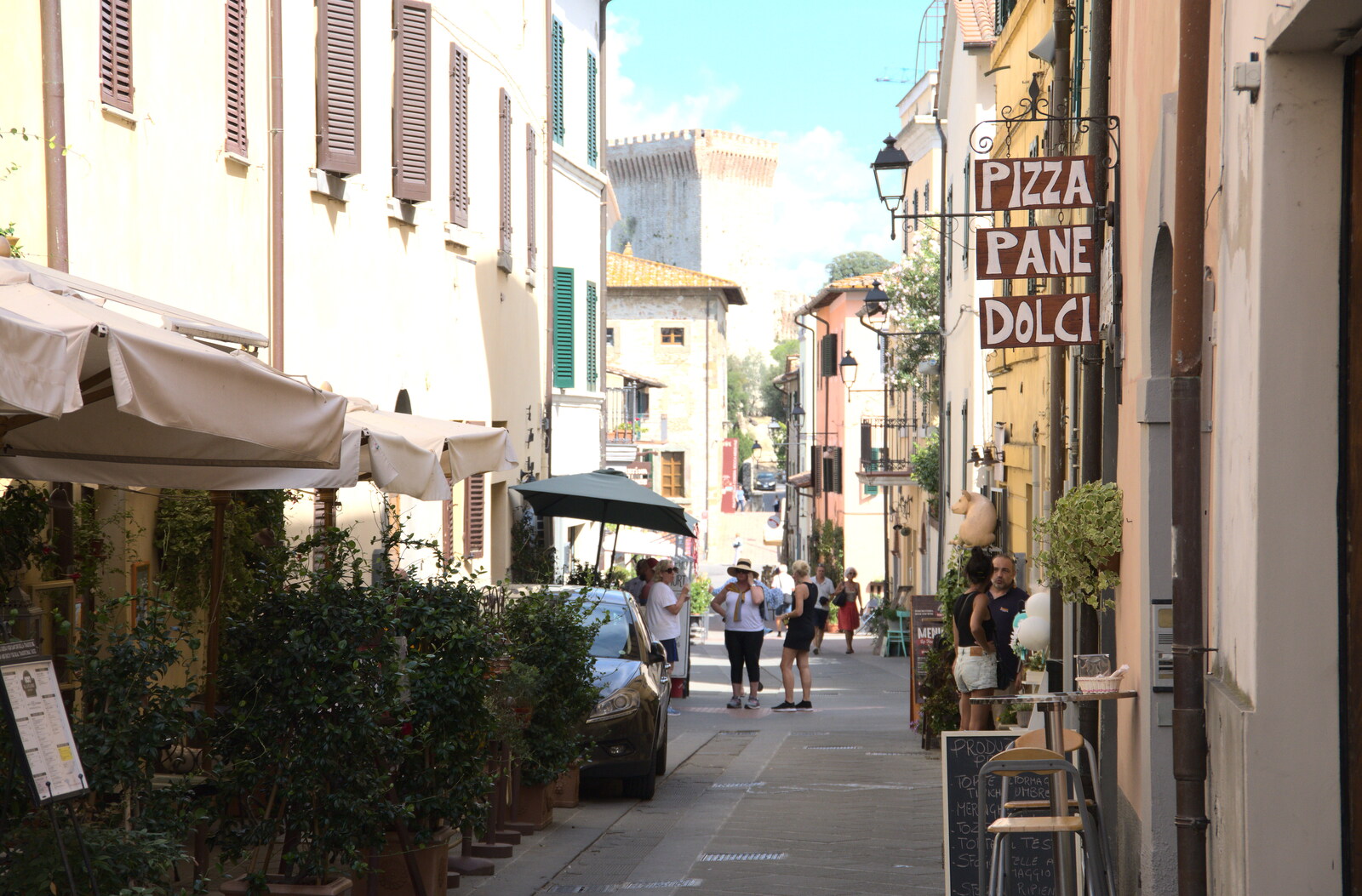 Castiglio Del Lago and Santuario della Verna, Umbria and Tuscany, Italy - 1st September 2022: The holy trinity: pizza, pane and dolci