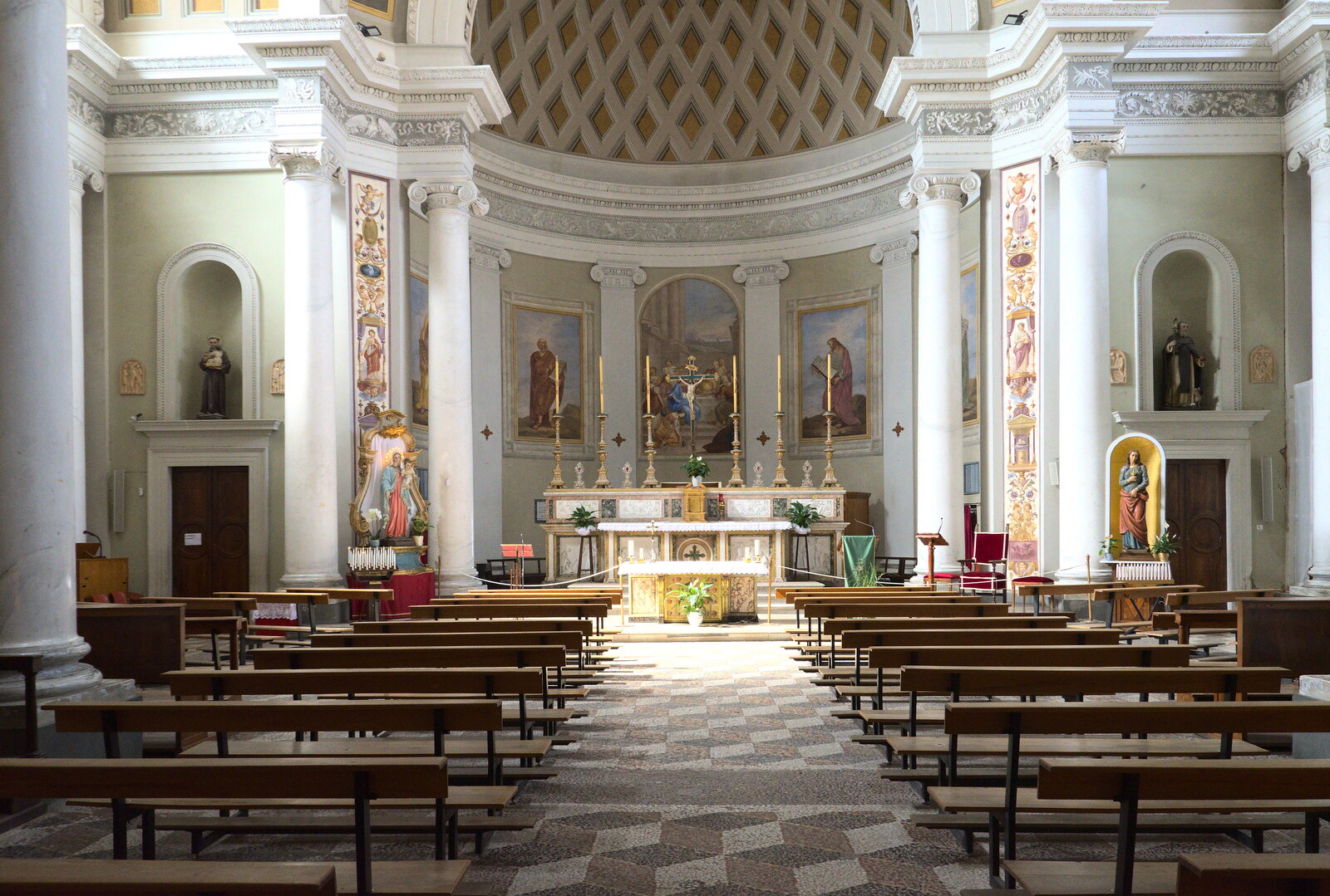 Castiglio Del Lago and Santuario della Verna, Umbria and Tuscany, Italy - 1st September 2022: The impressive Santa Maria Maddalena church