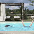 Castiglio Del Lago and Santuario della Verna, Umbria and Tuscany, Italy - 1st September 2022, Fred does hand stands in the swimming pool