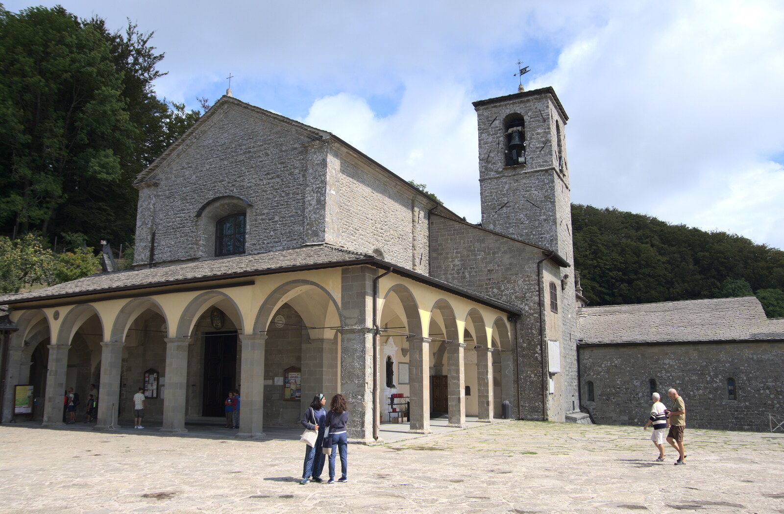 Castiglio Del Lago and Santuario della Verna, Umbria and Tuscany, Italy - 1st September 2022: The Basilica of the Sanctuary of La Verna