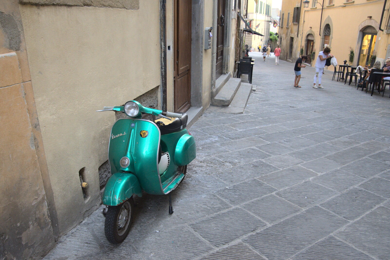 A Day by the Pool and a Festival Rehearsal, Arezzo, Italy - 3rd September 2022: An electric green Vespa