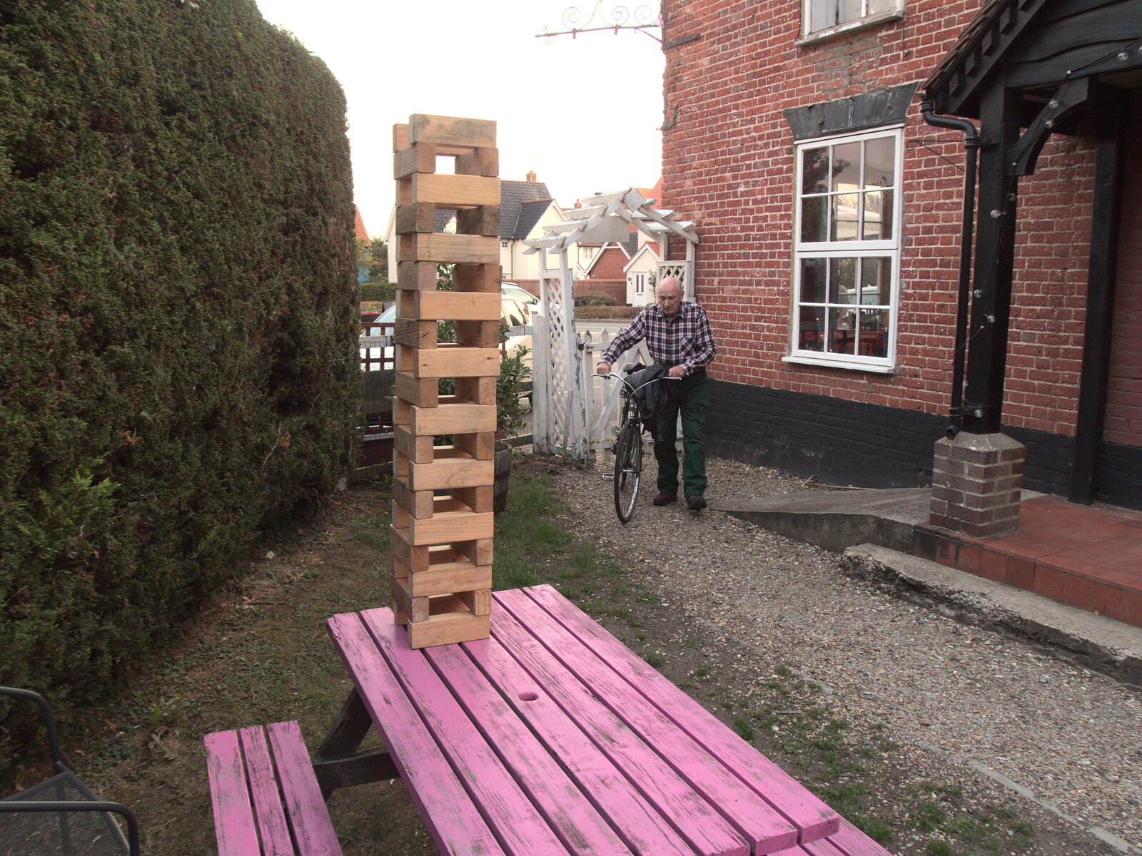 A Heritage Open Day, Eye, Suffolk - 18th September 2022: There's an oversized Jenga stack on a table