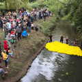 The mass of yellow plastic nears the finish line, Thrandeston History, and Scouts Duck Race, Eye, Suffolk - 24th September 2022