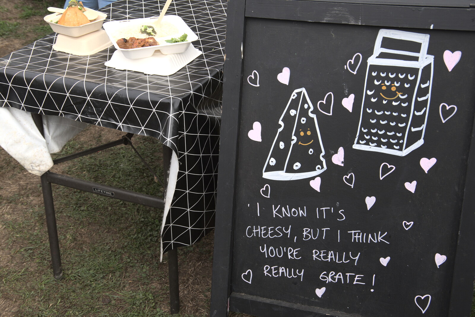 An amusing, if cheesy, sign from The Aldeburgh Food Festival, Snape Maltings, Suffolk - 25th September 2022