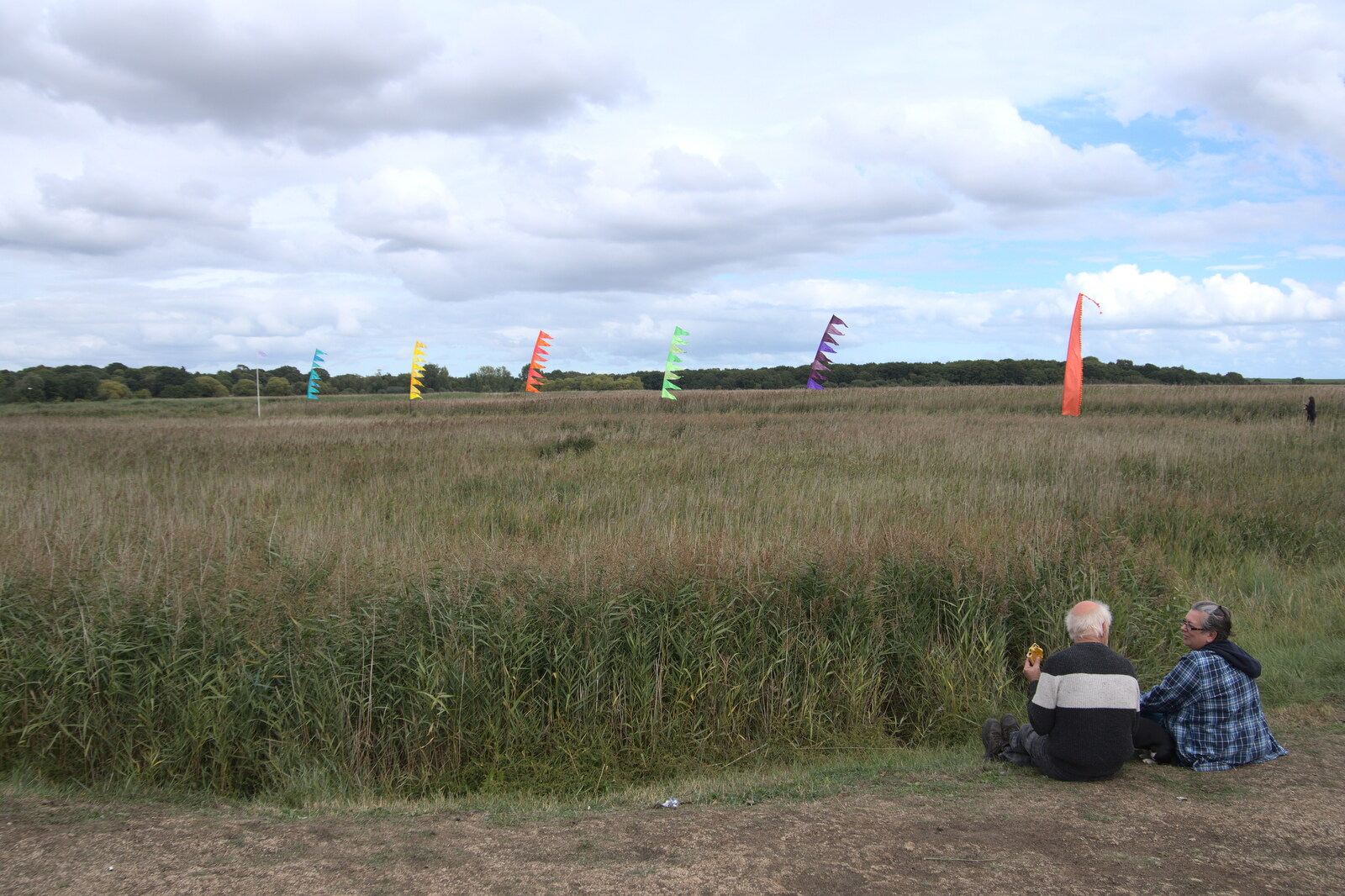 Flags out in the marshes from The Aldeburgh Food Festival, Snape Maltings, Suffolk - 25th September 2022
