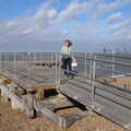 Isobel walks off the pontoon viewpoint, A Postcard from Felixstowe, Suffolk - 5th October 2022