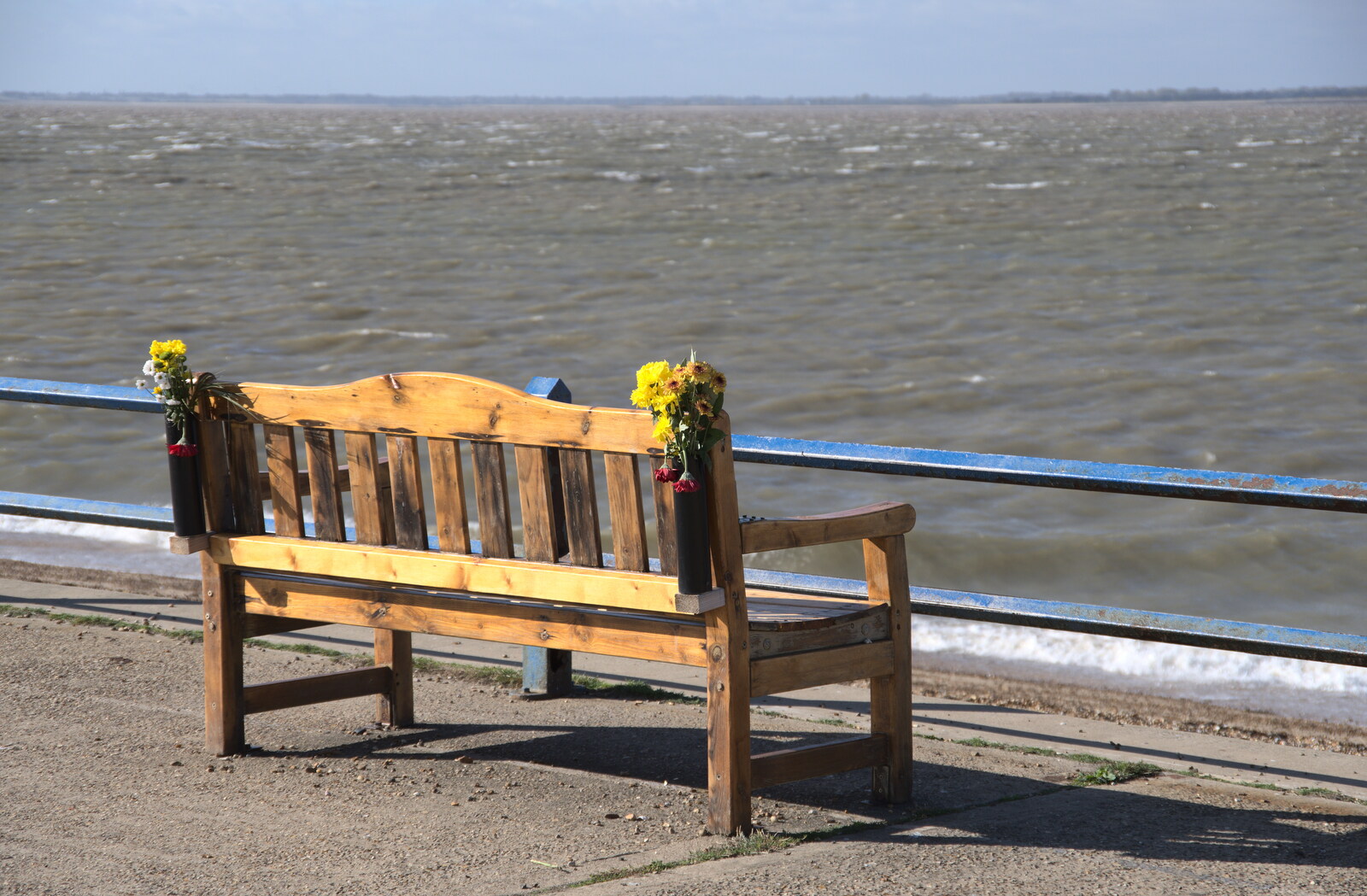 A Postcard from Felixstowe, Suffolk - 5th October 2022: A bench with some flowers