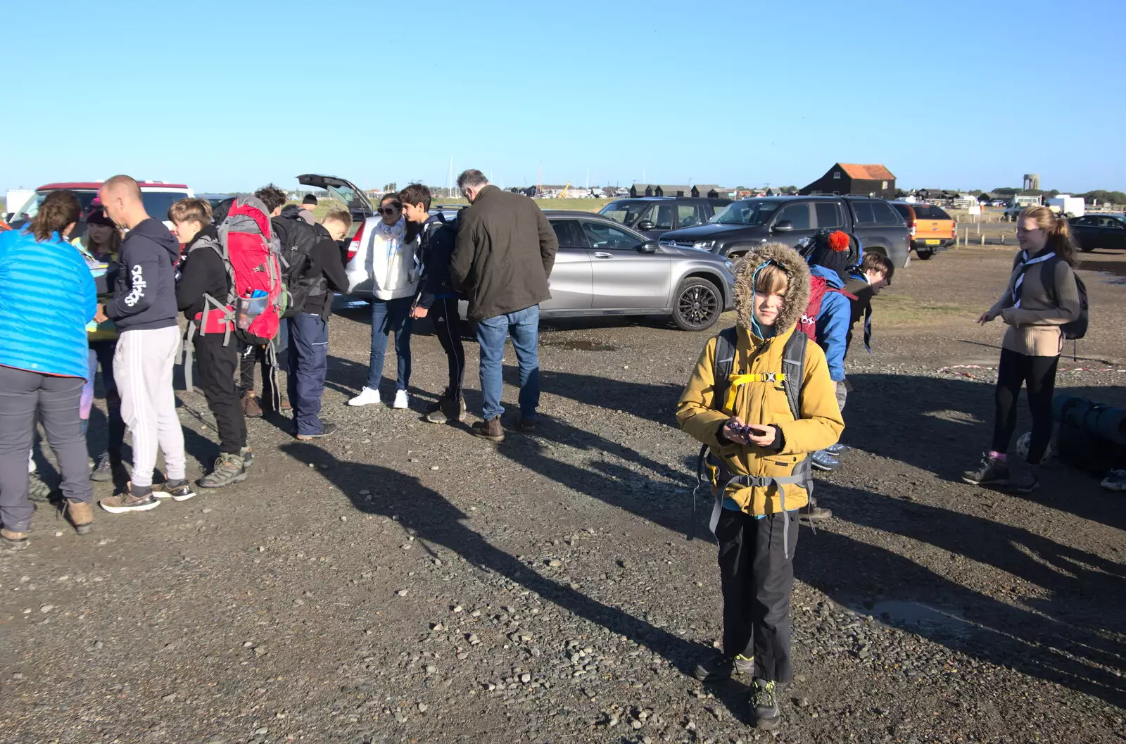 Harry hangs around in the car park, from Harry's Scout Hike, Walberswick and Dunwich, Suffolk - 9th October 2022