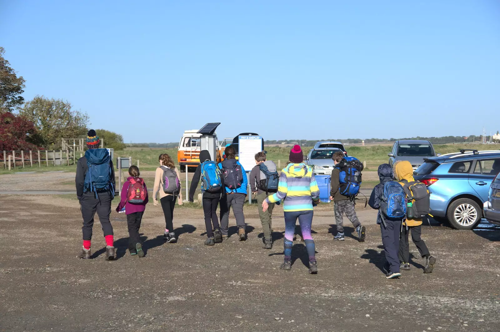 Harry's pack head off into Walberswick, from Harry's Scout Hike, Walberswick and Dunwich, Suffolk - 9th October 2022